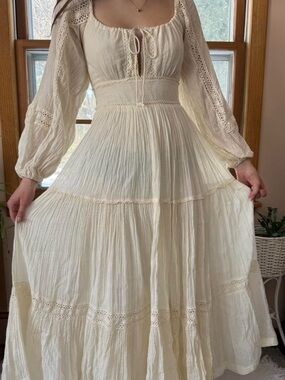Vintage cream 70s gunne sax maxi dress bridal boho